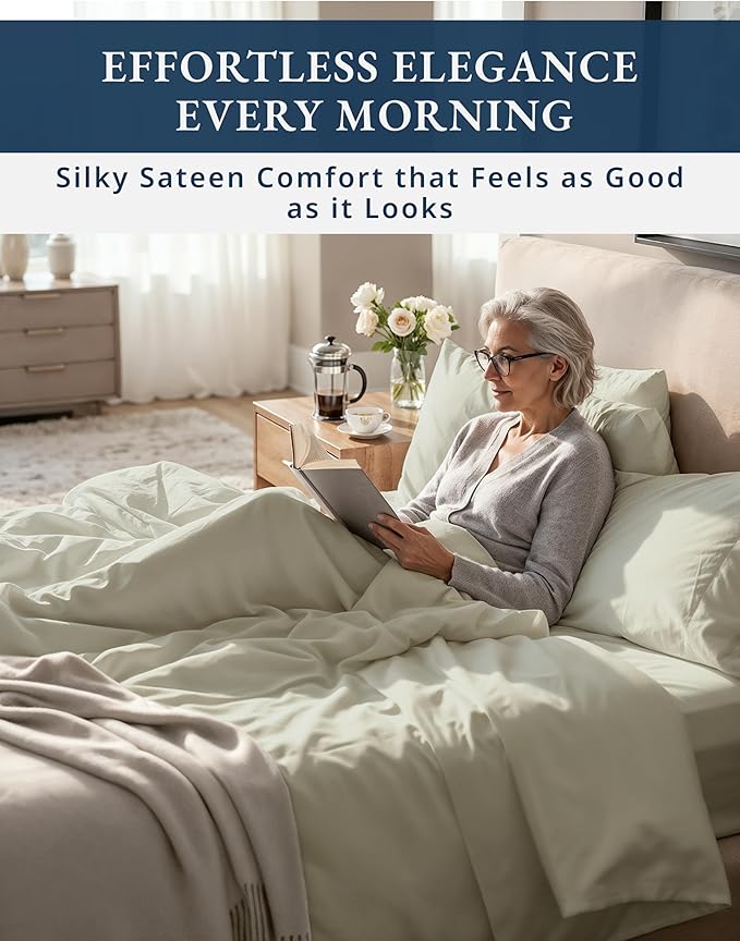 LANE LINEN 100% Egyptian Cotton Split King Sheets for Adjustable Beds - 1000 Thread Count, 15' Extra Deep Pocket Split King Sheets, Naturally Temperature Regulating Cooling Fade Resistant -Linen