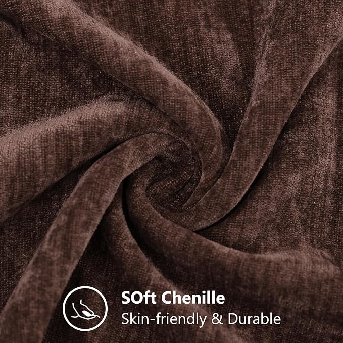 decorUhome Soft Chenille Reddish Brown Throw Pillow Covers 24X24 Set of 2 | Decorative Fall Couch Pillow Covers Solid Dyed Accent Modern Euro Sham Farmhouse Neutral Square Pillow Cases for Sofa