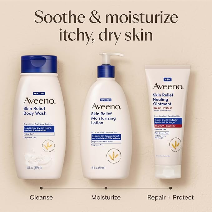 Aveeno Skin Relief Healing Ointment, Repair & Protect Extra Dry, Cracked Skin, Glycerin Protectant with Triple Oat & Shea Butter, Fragrance-Free & Non-Greasy Feel, Travel Size, 2.0 oz