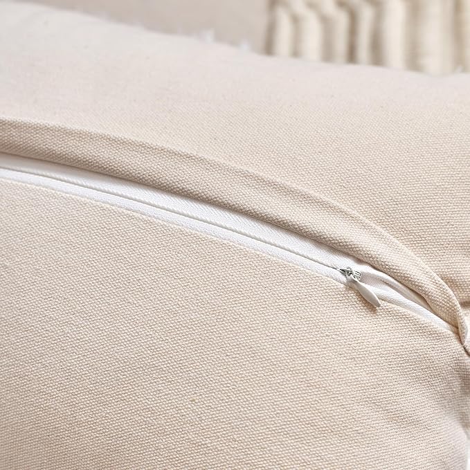 Aeckself Boho Chenille Tufted Pillow Cover 20 x 20 Inch, Decorative Square Throw Pillow Cover Neutral Pillowcase for Couch Bedroom Living Room, Brown White