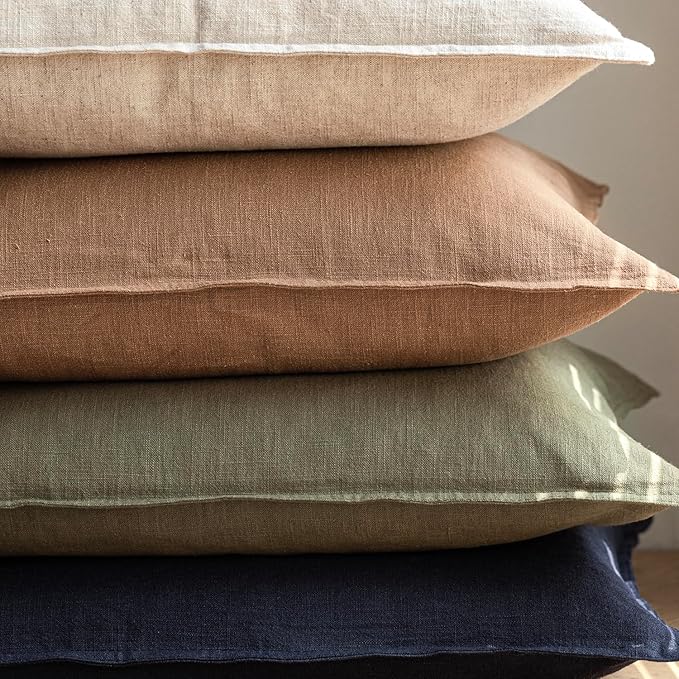 Foindtower Pack of 2, Decorative Linen Solid Throw Pillow Covers Soft Accent Cushion Case Farmhouse Neutral Pillowcase for Chair Couch Sofa Bedroom Living Room Home Decor 16x16 Inch Olive Branch Green