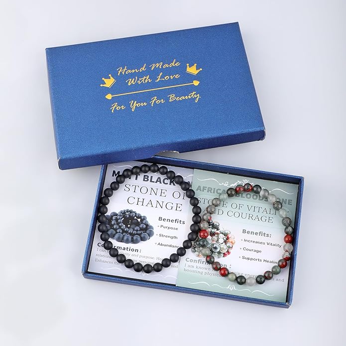 NCB 2.3-Piece 4mm Natural Crystal Gemstone Stretch Bracelets – Handmade Reiki Energy Healing Jewelry for Meditation,Yoga, Unisex