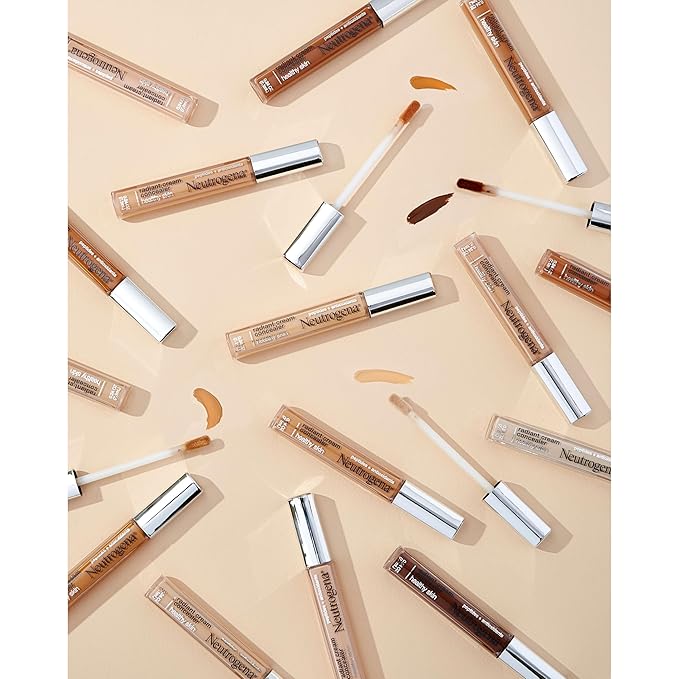Neutrogena Healthy Skin Radiant Brightening Cream Concealer with Peptides & Vitamin E Antioxidant, Lightweight Perfecting Concealer, Non-Comedogenic, Cashew Light/Medium 03 cool undertones, 0.24 oz