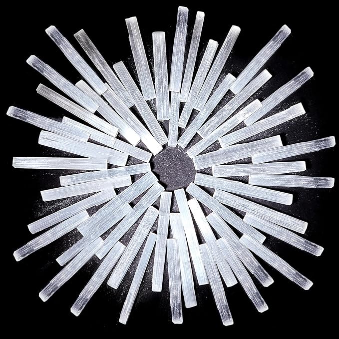Tessco for you 50 Pieces 3.2 to 4 Inches Selenite Crystal Wands Selenite Sticks White Crystals and Healing Stones Spiritual Long Healing Crystals Stick for Reiki Metaphysical Energy Witchcraft
