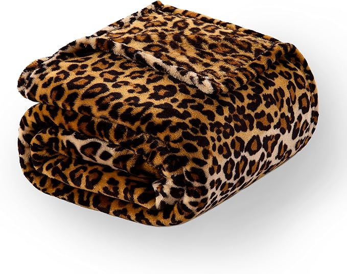 Excervent 3D Leopard Flannel Fleece Twin Blanket, 300 GSM Lightweight Cheetah Blanket for Couch Sofa Bed, Super Soft Cozy Warm Blankets, 60x80 inches, Brown | Big 300 GSM Lightweight Fleece Cheetah Throw Blanket for Couch Sofa Bed, Super Soft Cozy Blan...
