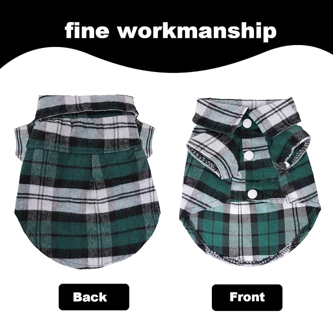 3 Pcs Dog Clothes Plaid Shirt Puppy Clothes Button Up Cat Shirt for Small Pet Dogs Cat Christmas Costume (Medium)