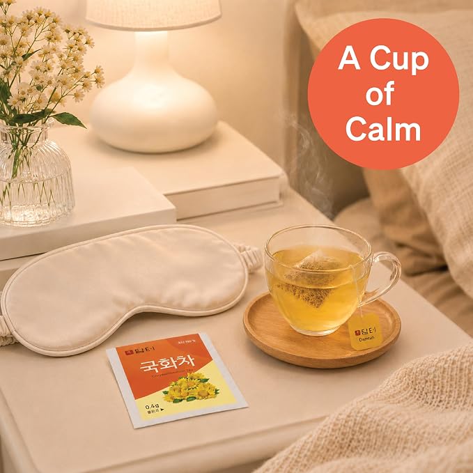 Damtuh Korean Chrysanthemum Tea Bags, Caffeine-Free, 20 Count | 20 Individually Wrapped Tea Bags | Herbal Flower Tea | Sugar-Free | 0 Calories | Hot or Iced | Light Floral Taste
