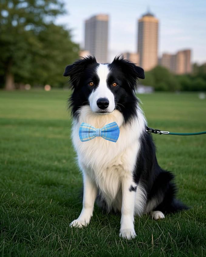 PET SHOW 8 Pack Dog Bowties Plaid for Large Dogs Slide on Collar