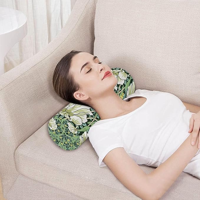 Neck Roll Pillow Bolster Pillow Round Health Memory Foam Long Cervical Roll Cylinder Bolster Body Pillow with Removable Washable Cover Bolster Pillow for Bed Legs Back Yoga Willam Morris Green