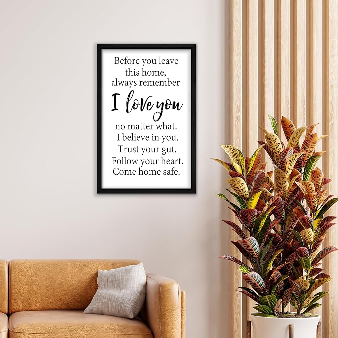 RLWangChao Before You Leave This Home Wall Decor Art 16"X11" Black | I Love You Sign, Inspirational Quotes, Family Entryway, Wood Framed Wall Hanging