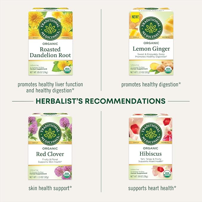 Traditional Medicinals Tea, Organic EveryDay Detox Lemon, Supports Healthy Skin & Liver Function, Detox, 16 Tea Bags