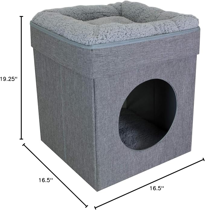 Kitty City Indoor Cat Cube Furniture, Gray Cube