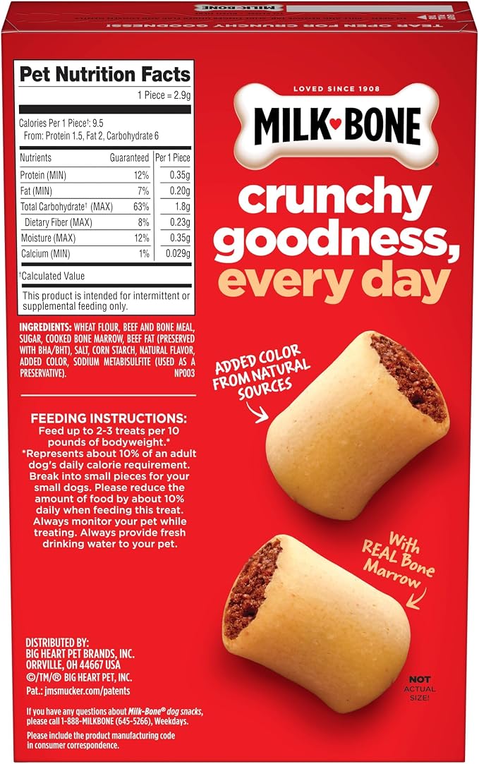 Milk-Bone MaroSnacks Dog Treats, Beef, 15 Ounce (Pack of 6) with Real Bone Marrow and Calcium | 15-oz. boxes, Made with real bone marrow, Dog treats with 12% protein
