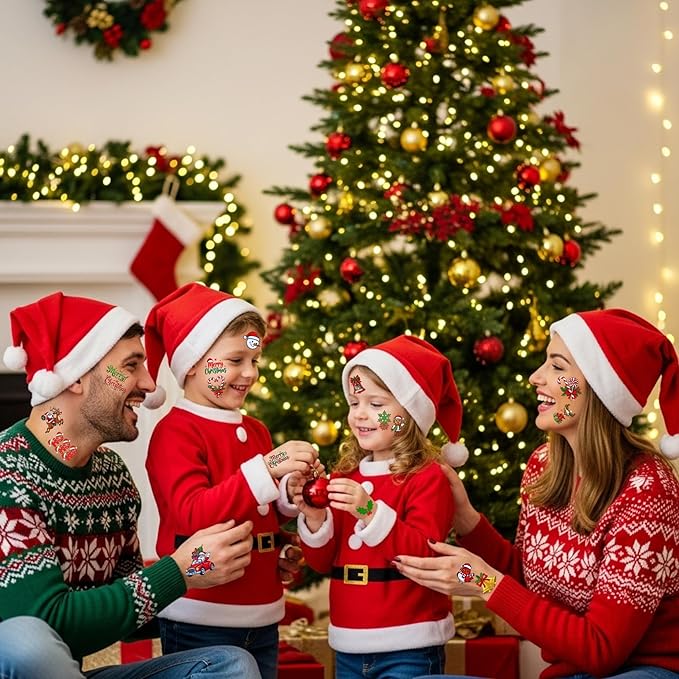 Christmas Temporary Tattoos | Christmas Party Decorations Xmas Decorations Décor Accessories Stickers Party Favors Goodie Bags Stocking Stuffers Santa Claus Snowman Gift Idea For Kids Boy Girl-60Pcs