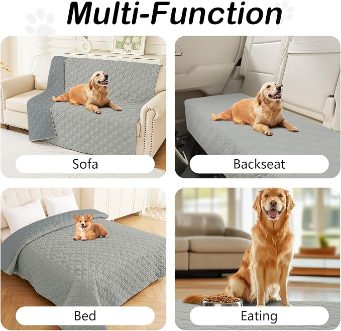 Waterproof Dog Bed Blanket - Soft Pet Blanket & Sofa Cover for Dogs | Reversible Washable Furniture Protector, Couch Covers for Pets (30x70 Inch, Grey/Dark Grey)