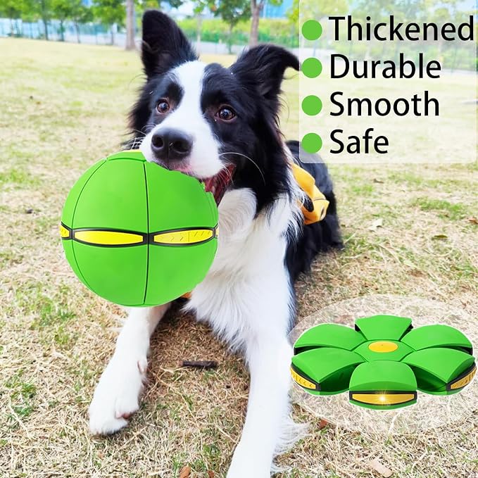 Magic Bouncing Ball, Magic Meta - Ball, Children's Magic Bouncing Balls, Doggy Disc Ball, Flying Saucer Ball, Parent-Child Interaction with Lights for Indoor & Outdoor Play Green and Blue