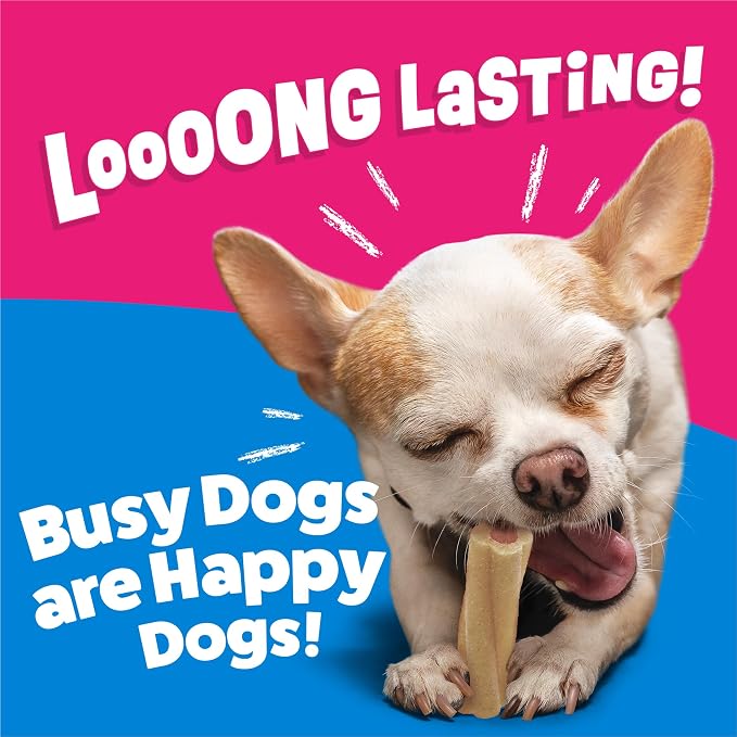 Purina Busy Bone Tiny Toy Breed Dog Chew Treats, Original, 60 ct Pouch | Rawhide free chew with a real meat center for small dogs up to 20 lbs, long lasting chew that helps clean teeth
