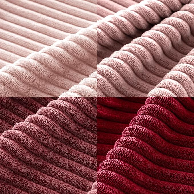 MIULEE Soft Corduroy Decorative Throw Pillow Covers Pink Series 20x20 | Set of 4, Shabby Chic Romantic Decor, Warm Red Pink Palette, Boho Farmhouse Cushion Covers for Couch Bed Sofa Living Room