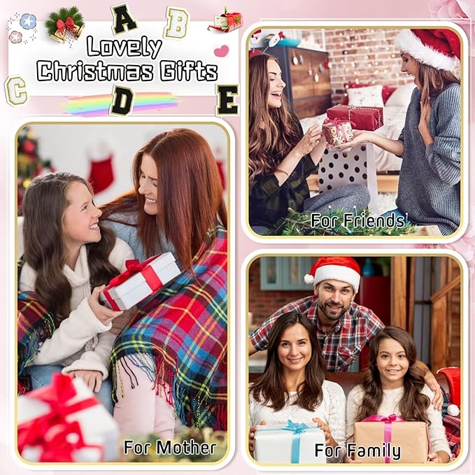 TOPEAST Birthday Gifts for Girls, Travel Makeup Bag Chenille Letter Pouch Cosmetic Bag, Makeup Travel Organizer, Monogrammed Bridesmaid Gifts for Women, Cute Stuff for Girls (Black J)