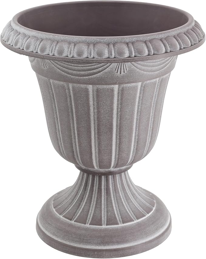 Arcadia Garden Products PL00CW Classic Traditional Plastic Urn Planter Indoor/Outdoor, 16" x 18", White Wash