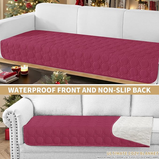 ZNSAYOTX Ultimate Cozy Blankets (30"x70") 100% Waterproof Sofa Mat Blanket for Dog Pets, Bed Couch Protector with Non-Slip Back Washable Durable, Pee Scratch Proof Easy to Clean (Wine Red)