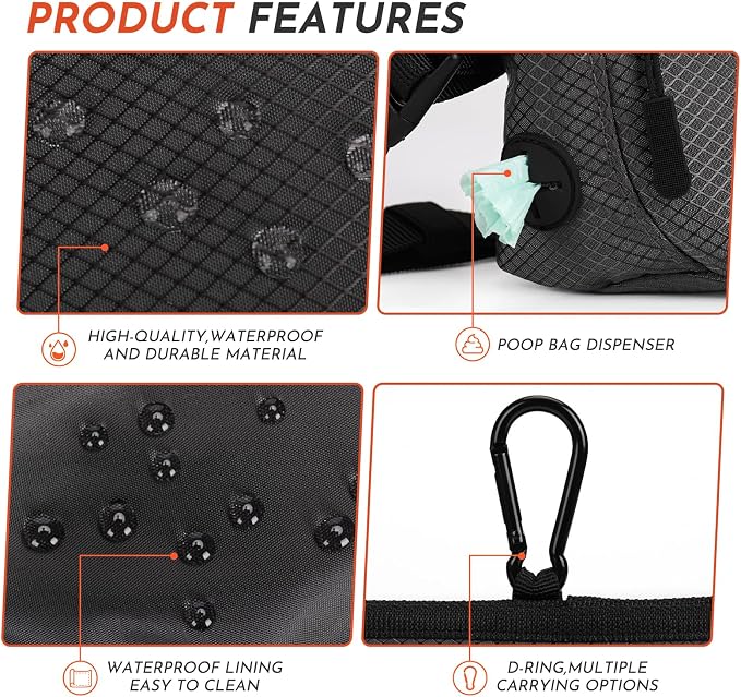 Dog Treat Pouch with Training Clicker, Treat Bag Fanny Pack with Magnetic and Zipper Closure Waterproof and Durable Treat Pouches for Pet Training Walking (Gray)