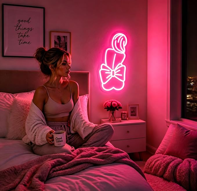 Neon Sign, Lady Neon Signs for Wall Decor LED Signs Neon Light | Lady Neon Signs for Bedroom, Girls Room, Beauty Room, Bathroom, Salon, Party, Bar, Home Decor, Pink Decor, Gift, USB Powered