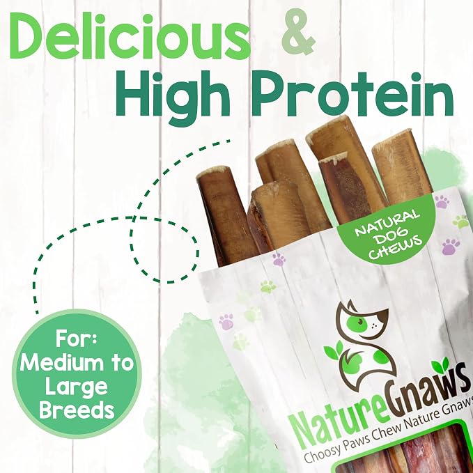 Nature Gnaws Extra Thin Bully Sticks 5-6" Rawhide Free Dog Chews, 10 Count | Long Lasting for Light Chewers and Puppies - Natural Beef Dog Chew Bones - Single Ingredient - No Artificial Preservatives
