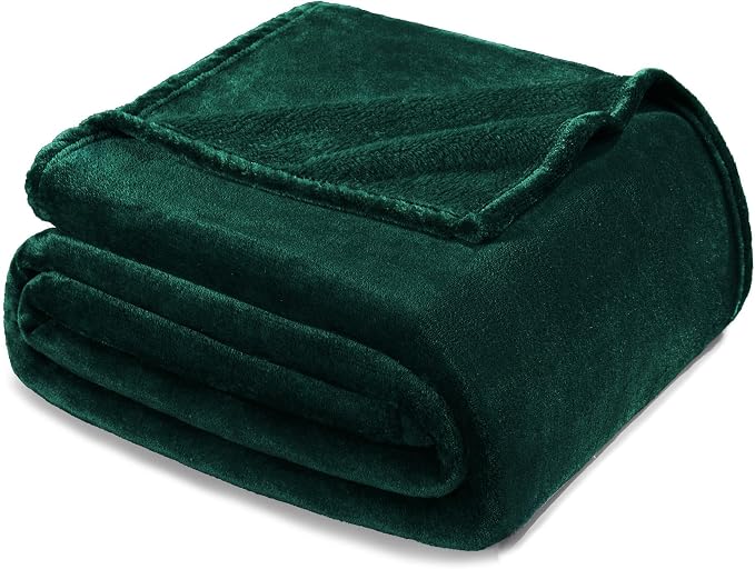 Exclusivo Mezcla Soft Fleece Blanket Cal King Size for Bed, Forest Green | 120x120 Inches, Double-Sided Brushed Flannel, Lightweight Plush Cozy Blanket for Home Decor, All Season, Machine Washable