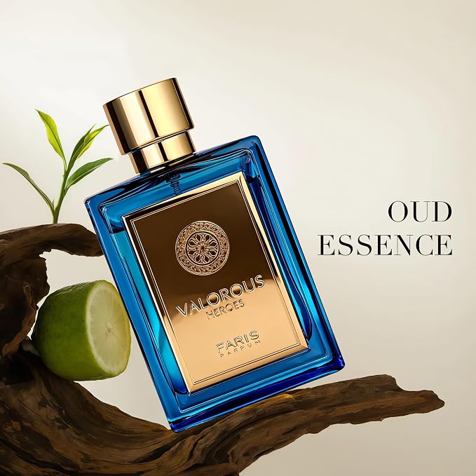 AFLUXE Valorous Heroes Eau de Parfum for Men, Oud and Vanilla Inspired Fragrance, Floral Mint Opening, Warm Spice Base, Niche Style Scent, 3.4 Fl Oz