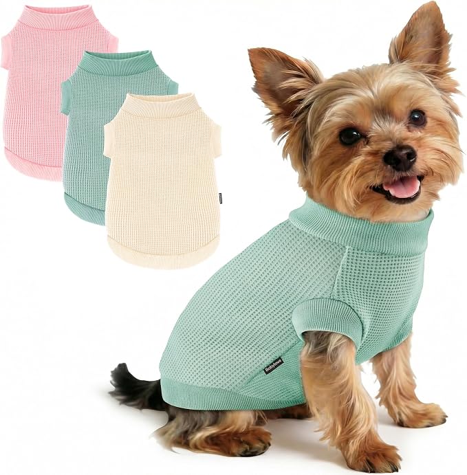 3 Pack Dog Shirt for Small Supplies Functional Waffle Dog Clothes Warm Soft Sweatshirt Outfit for Dogs Cats Pet Apparel