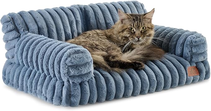 Hollypet Small Dog Large Cat Bed Puppy Couch Beds for Pets up to 25 lbs | Fluffy Dog Cat Couch Plush Soft Warming Pets Beds with Machine Washable Cover and Non-Slip Bottom