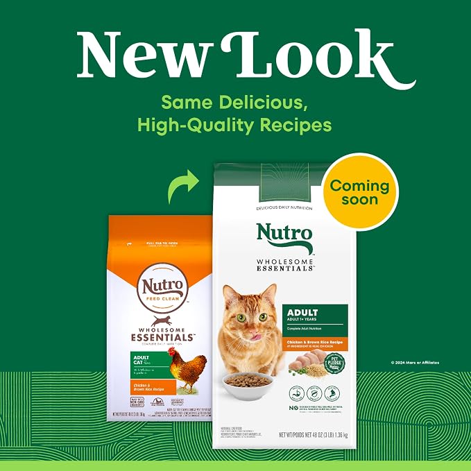 Nutro Wholesome Essentials Adult Dry Cat Food, Chicken & Brown Rice, 3 lb | Real chicken #1 ingredient, omega-6 for skin & coat, antioxidants for immunity, natural fiber, high protein