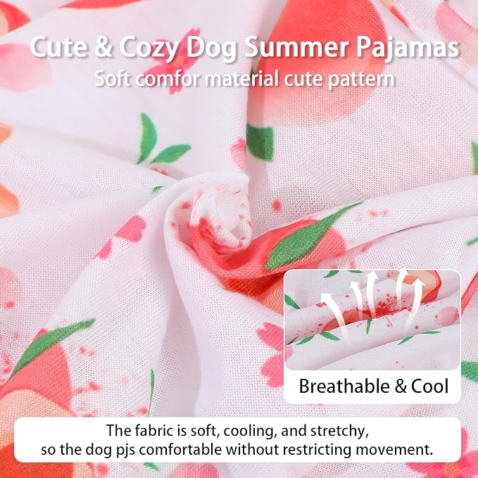 Dog Pajamas Soft Strechy Summer Dog Pjs Puppy Clothes for Chihuahua Yorkie Boy Girl Cat Pet Outfits Cute Pattern XXS~L (Peach, Large)