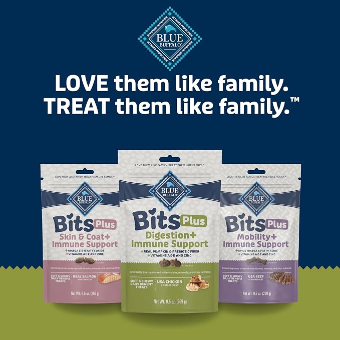 Blue Buffalo Bits Plus Chicken Dog Treats, 9.5 oz | Digestion Support, Real Pumpkin & Prebiotic Fiber, Vitamin A, E & Zinc for Immune Support