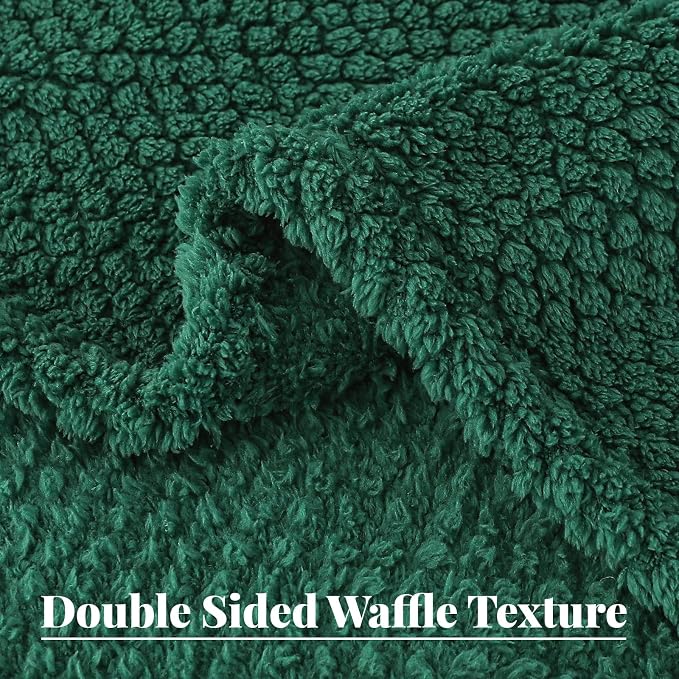 Whale Flotilla Extra Large Soft Fleece Throw Blanket for Couch | 50x70 Inch, Emerald Green, Suitable for Sofa Chair Bed, Fluffy Fuzzy Jacquard Blankets for All Season, Lightweight and Cozy