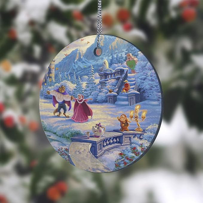Disney – Beauty and The Beast – Winter Enchantment – 3.5” Starfire Prints Hanging Glass Print Accessory – Ideal for Gifting and Collecting SPCIR1052