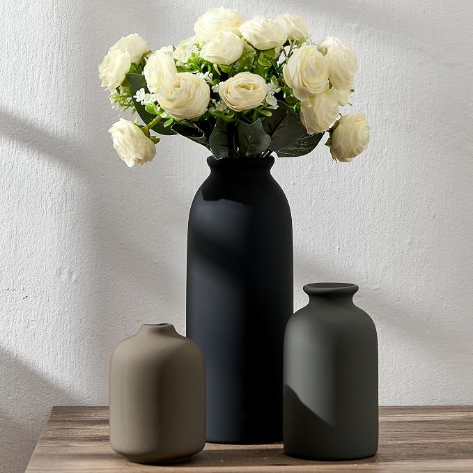 Ceramic Vase Set of 3, Decorative Nordic Minimalist Vases Home Decor for Living Room Kitchen Bedroom Entryway Mantel Table, Modern Decor for Bouquet Pampas Grass Dried Fresh Flowers- Multicolor