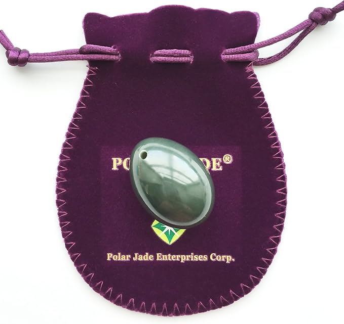Polar Jade Nephrite Jade Stone Egg – “Stone of Heaven” Genuine Natural Jade, Smooth Hand-Polished Finish, Dense & Durable Wellness and Meditation Stone (Medium, Drilled)