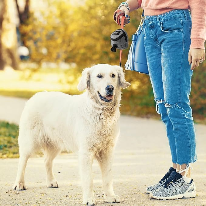 Talltalk 2 Pieces Dog Treat Pouch Pet Dog Poop Holder, Pink,Grey | Pet Waste Dispenser with Zipper Treat Pouch, Clip Attaches to Leashes, Hands-free Walks, Bottom Outlet for Quick Access