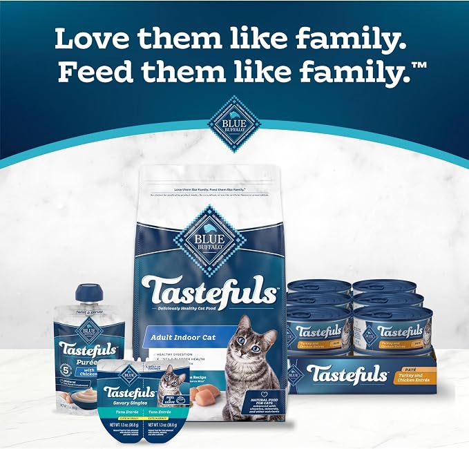 Blue Buffalo Tastefuls Wet Cat Food Paté,Made with Natural Ingredients,Turkey and Chicken Entrée,5.5-oz Cans,(Pack of 48)