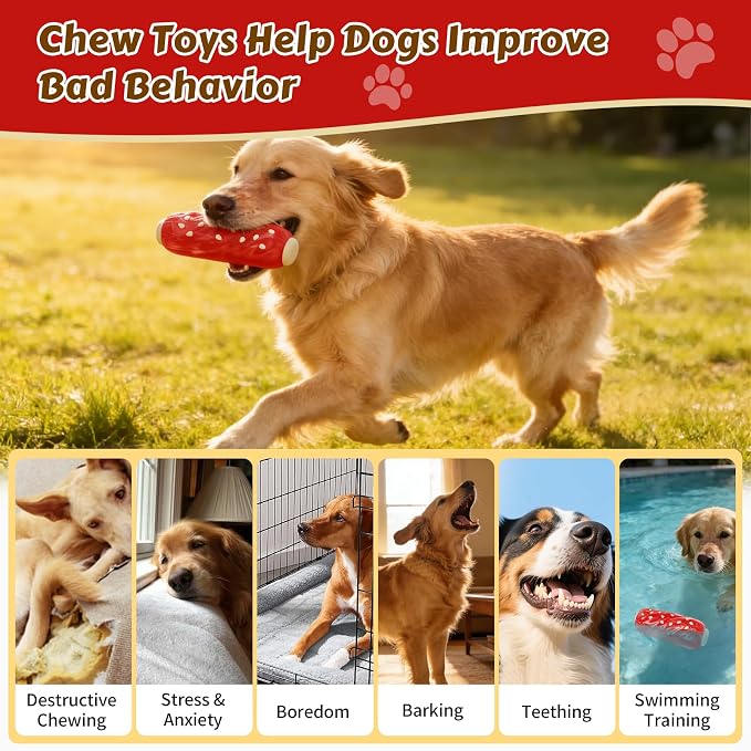 Tough Dog Chew Toys Indestructible Squeaky Toys for Aggressive Chewers Outdoor Swimming Interactive Tough Chew Toys for Medium and Large Dogs