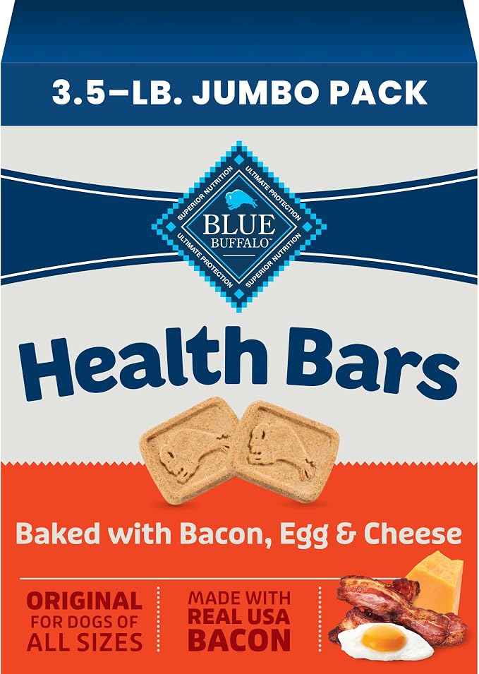 Blue Buffalo Health Bars Bacon Egg & Cheese Dog Biscuits, 3.5 lb | Oven-Baked, Crunchy Texture, No Chicken By-Product, Corn, Wheat, or Soy