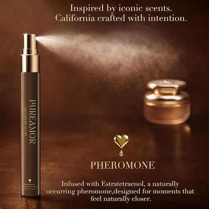 PUREAMOR Pheromone Perfume for Women, Signature N1 Extrait de Parfum – Warm Amber & Vanilla Scent with Citrus & Jasmine, Long Lasting Fragrance, 0.4 oz / 12 ml Travel Size