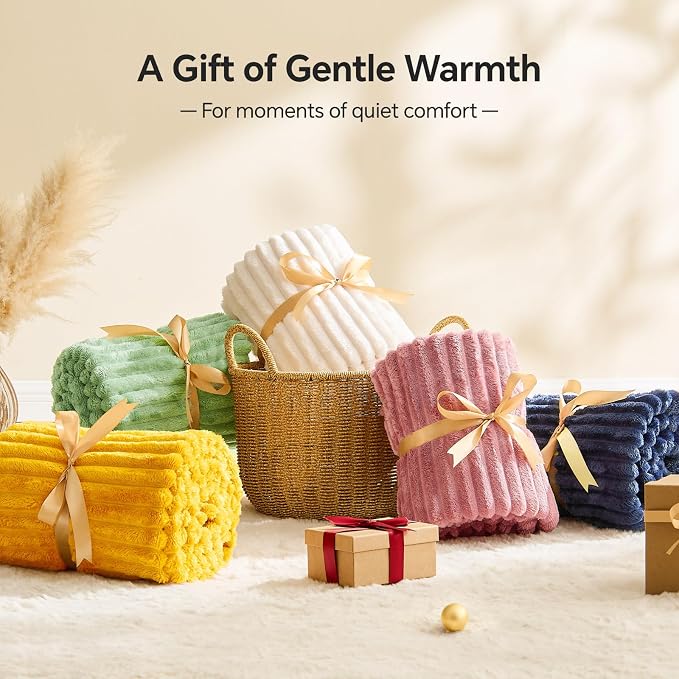 BEDELITE 3D Ribbed Jacquard Pink Blankets Queen Size for Bed, 90x90 Inch | Soft Warm Decorative Fluffy Blanket, Cozy Fuzzy Lightweight Plush Fleece Throw Blankets for Bed, Room Decor, Gift for Women