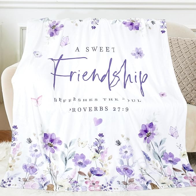 Friendship Gifts Blanket Throw 60X50 Friend Birthday Gift for Women | Christian Gifts for Women, Sweet Friendship Blanket, Christmas Birthday Gift Idea for Best Friend Bestie BFF Soul Sister