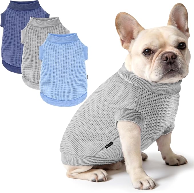 3 Pack Dog Shirt for Small Supplies Functional Waffle Dog Clothes Warm Soft Sweatshirt Outfit for Dogs Cats Pet Apparel