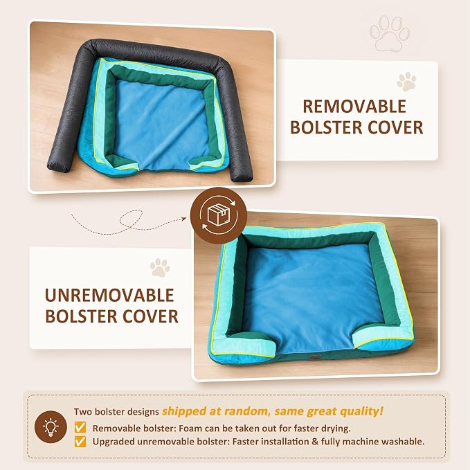Comfort Expression Orthopedic Dog Bed for Extra Large Dogs with Bolster | Waterproof Dog Couch Bed with Washable Cover & Non-Slip Bottom, Supportive Egg Crate Foam XL Pet Bed, 42x30 Inch