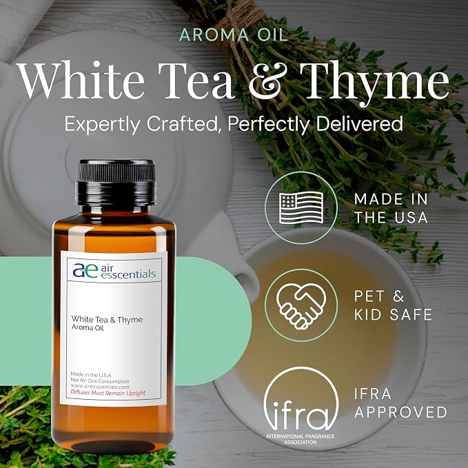 White Tea & Fig Aroma Oil, Essential Oils Blend for Diffusers & Scent Machines,Elegant Floral & Tea Blend with Citrus, Aromatherapy, Cold Air Diffuser Compatible, 300 mL