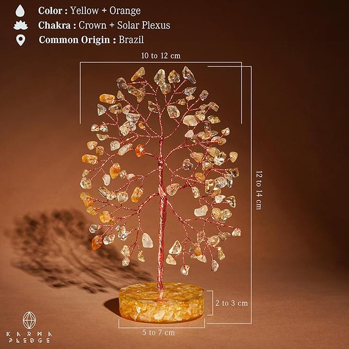 Citrine Crystal Tree of Life Birthday Gifts for Women, Men, Friends, Handmade Chakra Healing Crystals Tree for Home Office Decor, Positivity, Good Luck, Money, Unique Gifts for Her Mom, Sister, Dad